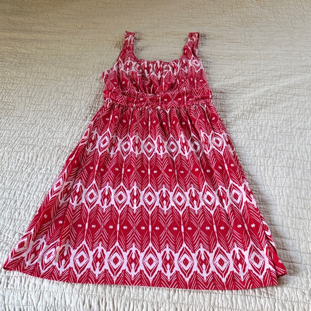 Faded Glory Red and White Sleeveless Patterned Dress